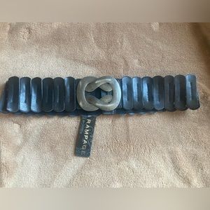 Rampage Black Faux Leather Belt with a Large Pewter Buckle